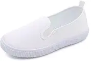 [HOVELL] Kids White Canvas Shoes Toddler Classic Slip-on Sneaker for Girls Boys Casual Tennis Running Shoes