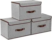 [DAWNTREES] 3 Pack Foldable Clothes Storage box with Lid and Handle,36x23x24cm,Kids Toy Storage Box,Storage Box with LEGO,Building block toy gift box