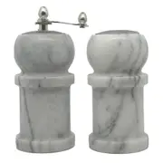 2pc Marble Salt & Pepper Grinder Shaker Kitchen Spice Mill Container Set Whit
