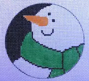 Snowman Christmas Ornament Hand Painted Needlepoint Canvas
