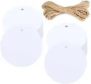 G2PLUS 100PCS White Gift Tags with String，2'' Round Paper Tags Blank Hang Tags C