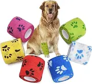 Mumoo Bear 6 Roll 2 Inch x 5 Yards Paw Print Pet Vet Wrap for Dogs Cats, Cohesive Bandages in Bulk, Colorful Non-Woven Self Adhesive Bandages Wrap Roll for Pet Animals Wound Care, Ankle Sprains