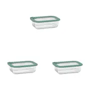 3PK Ecology Store Rectangle Clear Glass Food Storage Container 640ml Eucalyptus