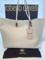White Roberto Cavalli large leather Tote with small clutch
