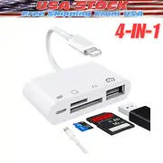 For iPhone iPod iPad IOS 12 Portable 4 in 1 USB SD TF Card Reader Camera Adapter