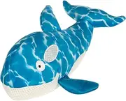TrustyPup Strong 'N Silent Swimmer Soft Plush Orca Squeaker Chew Guard Dog Toy - Blue, Large