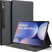 [EasyAcc] Case for Samsung Galaxy S9 Ultra/ S10 Ultra 14.6 inch 2024 with S Pencil Holder, Book Cover Folio Stand Tablet Protective Case, Auto Wake/Sleep Funtion, Black