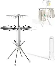 three-layer octopus clothes drying rack with wheels, shoe rack, with universal wheels, 360° rotation, expandable 16 drying rods 20 drying clips, 5 shoe racks