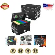Fireproof Document Box with Lock - Waterproof & Portable File Organizer, 2 Pack