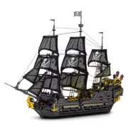 4708PCS Black Pearl Pirate Ship Model Building Blocks Movie Skeleton Adventure B