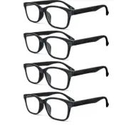 4 Pairs Mens Square Reading Glasses Spring Hinge Wood Grain Readers +1.0 ~ 3.5 B