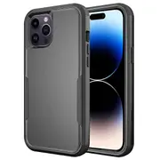 For Apple iPhone 14 Pro 3in1 Case Drop Resistant Defender Tradies Hybrid Armor Heavy Duty Rugged Shockproof Tough Cover (Black)