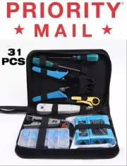 RJ45 Cable Crimping Tool Kit Ethernet Crimp Cut Wire Strip Tool Set w/Connectors