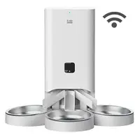 在飛比找momo購物網優惠-【Peile沛樂】7L單三槽不繡鋼餐盤 寵物智能餵食器WiF