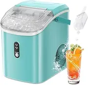 Cobuy Nugget Ice Maker Countertop, Chewable Pellet Ice Machine with Self-Cleaning Function, 15kg/Day, Portable Ice Makers for Home, Kitchen, Office, Green