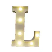 Catzon Decorative Led Light Up Number Letters White Plastic Marquee Number Lights Sign Party Wedding Decor Battery Operated (L)