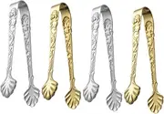 HOMOBABE 4pcs Mini Stainless Steel Sugar Tongs for Tea Party Stainless Steel Serving Tongs Elegant Design for Appetizers and Coffee Bar Use