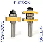 2pc 1/2" Shank 1" Stock 1/2" Tongue & Groove Router Bit sct-888
