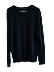 Nordstrom Men’s 100% Merino Wool Navy Blue Crew Neck Pullover Sweater Large NWT