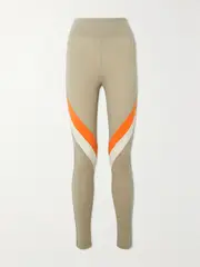 [We Norwegians] We Norwegians - Voss Color-block Merino Wool-blend Piqué Leggings - Sand - small small Neutrals