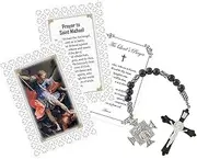 [Trendzeen] St Michael Rosary For Men - Catholic One Decade Pocket Rosary Beads, Saint Michael Card, The Lord's Prayer - Rosario De San Miguel Arcangel - 3 Items Set, Small, Cord, No Gemstone
