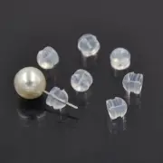 60PCS Clear Silicone Earnuts Earrings Back, Earrings Supply 4X5mm FYD02
