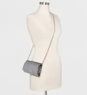 Foldover Clutch w/ Removable Crossbody Chain Mossimo Supply Black Silver Sequins
