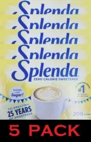 5x SPLENDA Zero Calorie Sweetener 200 Count Packets 7 oz Box - 5 PACK