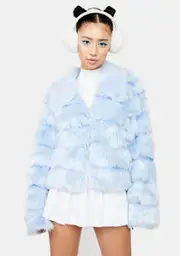 Powder Spun Sugar Faux Fur Jacket