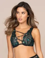 Agent Provocateur Harlo Black Teal 32C Bra NWT $695