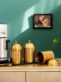 在飛比找樂天市場購物網優惠-收獲小屋印度進口復古黃銅手工茶葉罐咖啡罐糖罐儲物罐收納罐套裝