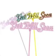 12 Assorted Color Script Style Get Well Soon Acrylic Picks for Topping Cake