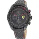 FERRARI手錶 FE00045 46mm 黑圓形精鋼錶殼，黑色三眼， 中三針顯示， 運動錶面，深黑色真皮皮革錶帶款 _廠商直送