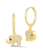 Sphera Milano 14K Over Silver CZ Elephant Charm Huggie Earrings