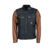 Winston Canvas Cotton Leather Jacket Blue Brown