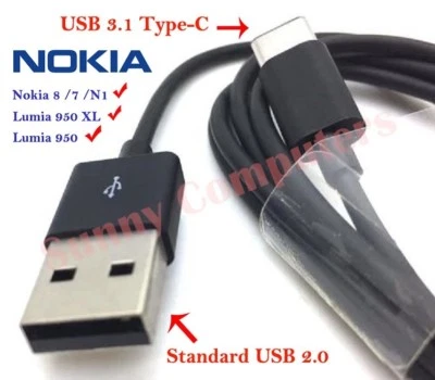Genuine USB-C Adapter Cable Data Sync Power Charger Cord For Nokia 8 Sirocco AU