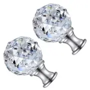2PCS Lamp Caps Knob Crystal Flooor Table Window Curtain Rod Headss Sturdy