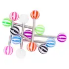 Surgical Steel Tongue Ring Straight Barbell 14 Gauge Acrylic - 7 Pack