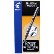 Pilot BP-145 Medium Retractable Ballpoint Pens Black 12 Pack