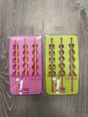 2-pack of Lush Life ice swizzle sticks Silicone Ice Molds- Pink and Lime Green