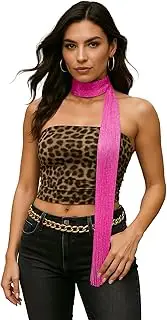[Giomos] Y2K Sequined Colorful Skinny Scarf for Women – Lightweight Rave Neck Scarf, Festival Head Wrap or Belt Accessory