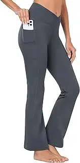 [BAYGE] Women's Bootcut Yoga Pants High Waist Waterproof Non-See-Through Tummy Control Slim Fit Leggings Sports Pants Flare Pants Sweatpants Fitness Pants with Pockets