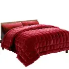Giselle Bedding Faux Mink Quilt Throw Blanket Comforter Burgundy King