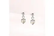Solid 925 Sterling Silver Iridescent Cube Drop Earrings Embellished with Crystals from SWAROVSKI