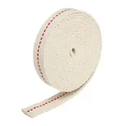Cotton Oil Lamp Wick 15mm Flat Wide 5Meter/16.4Ft Long with Red Stitch, 1 Roll