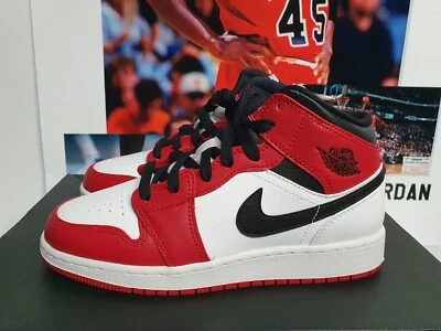 Nike AIR JORDAN 1 MID (GS) CHICAGO UK 4.5 EUR 37.5 (554725 173)