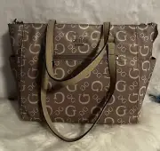 Guess Madix Monogram Tote Bag Caramel NWT