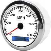 GPS Speedometer MPH, Motorcycle Speedometer Speedometer for Car ABS Stainless Steel with Red Backlight for Boat Car Truck (White)