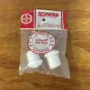SCHWINN APPROVED BICYCLE HANDLE BAR TAPE PLUGS WHITE FITS VARSITY VINTAGE NOS