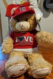 Build A Bear Cooperstown Collection St Louis Cardinals Tan 16" Bear W/clothes